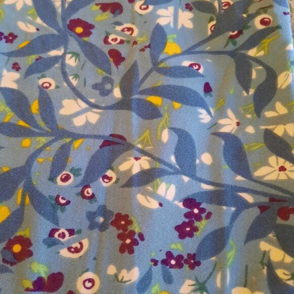 LuLaRoe OS Floral Teal Blue Leggings - BUTTERY SOFT - Picture 2 of 5